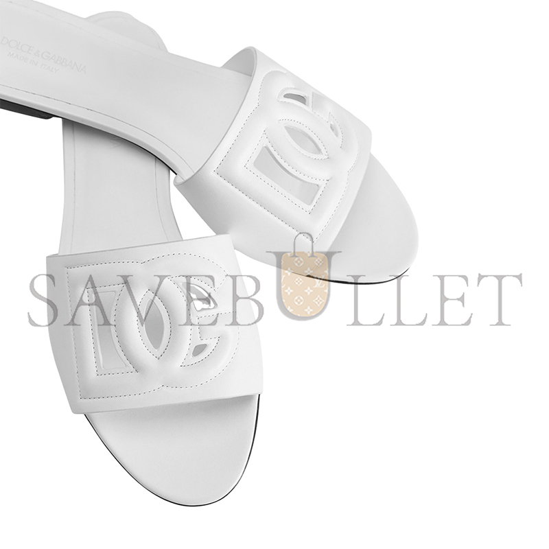 DOLCE GABBANA CALFSKIN SLIDERS WITH DG LOGO CQ0436AY32980001